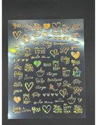 Coconoir Beauty Nail Decal Laser Heart Holo Gold nail decal sheet