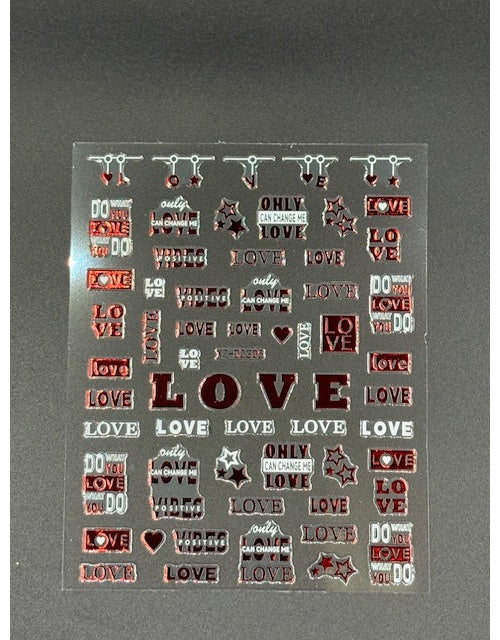 Coconoir Beauty Nail Decal Valentines Red/White 2 2pk nail decal sheet 2