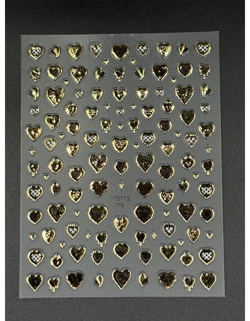 Coconoir Beauty Nail Decal Foil Heart Golden nail decal sheet