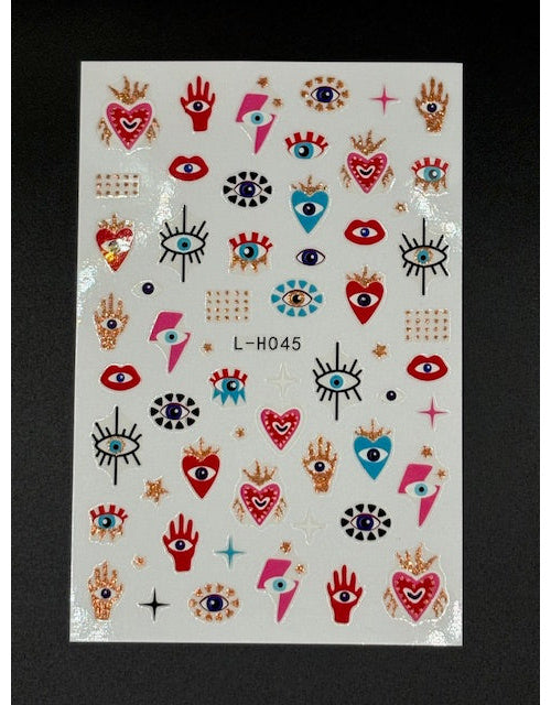 Coconoir Beauty Nail Decal Evil Eye Red nail decal sheet
