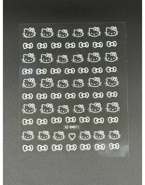 Coconoir Beauty Nail Decal Kitty with White Bow nail decal sheet