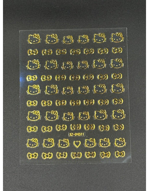 Coconoir Beauty Nail Decal Kitty with Gold Bow nail decal sheet