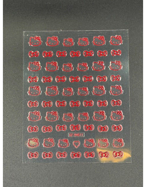 Coconoir Beauty Nail Decal Kitty with Red Bow nail decal sheet