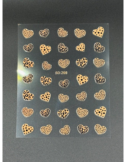 Coconoir Beauty Nail Decal Leopard Heart Brown nail decal sheet