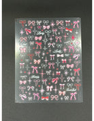Coconoir Beauty Nail Decal Sparkling Pink Bows nail decal sheet