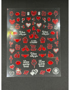 Coconoir Beauty Nail Decal Valentines Red #2 nail decal sheet