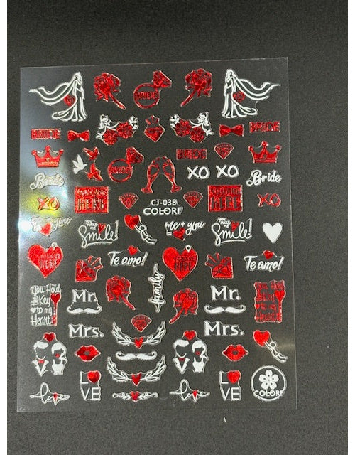 Coconoir Beauty Nail Decal Valentines Red #5 nail decal sheet