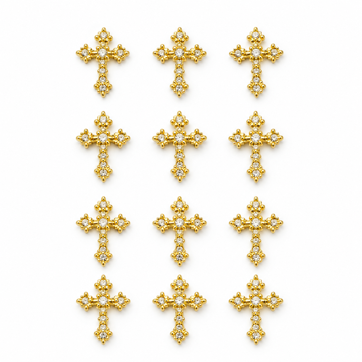Coconoir Beauty gold Gothic cross nail charms 12-piece pack