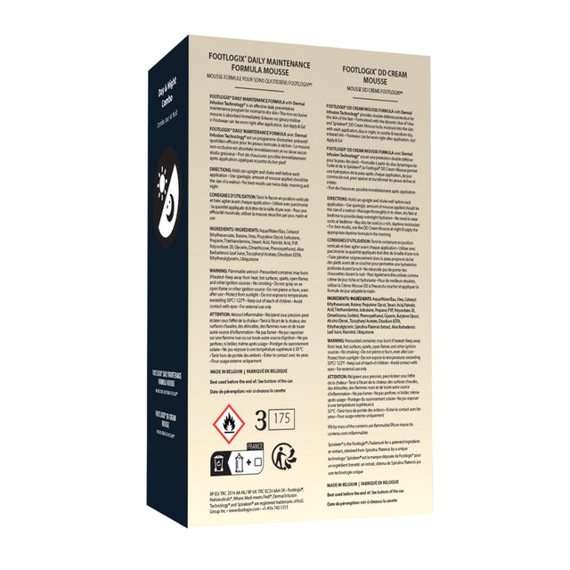 Back of the Footlogix Day & Night Kit carton with product information and instructions.