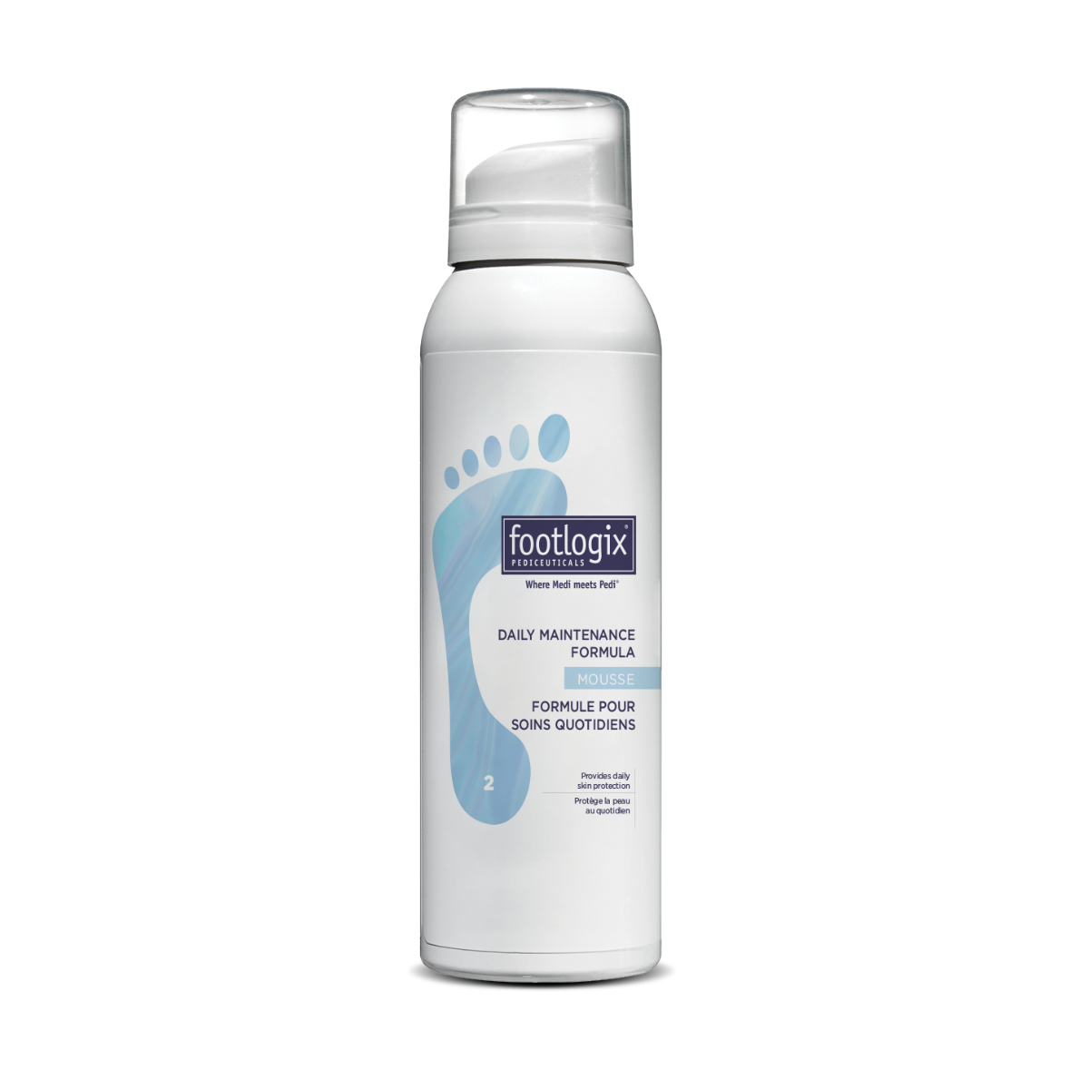 Footlogix Daily Maintenance Formula aerosol can with its front label visible.