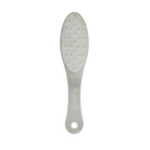 Footlogix stainless steel foot file with a textured filing surface and handle.