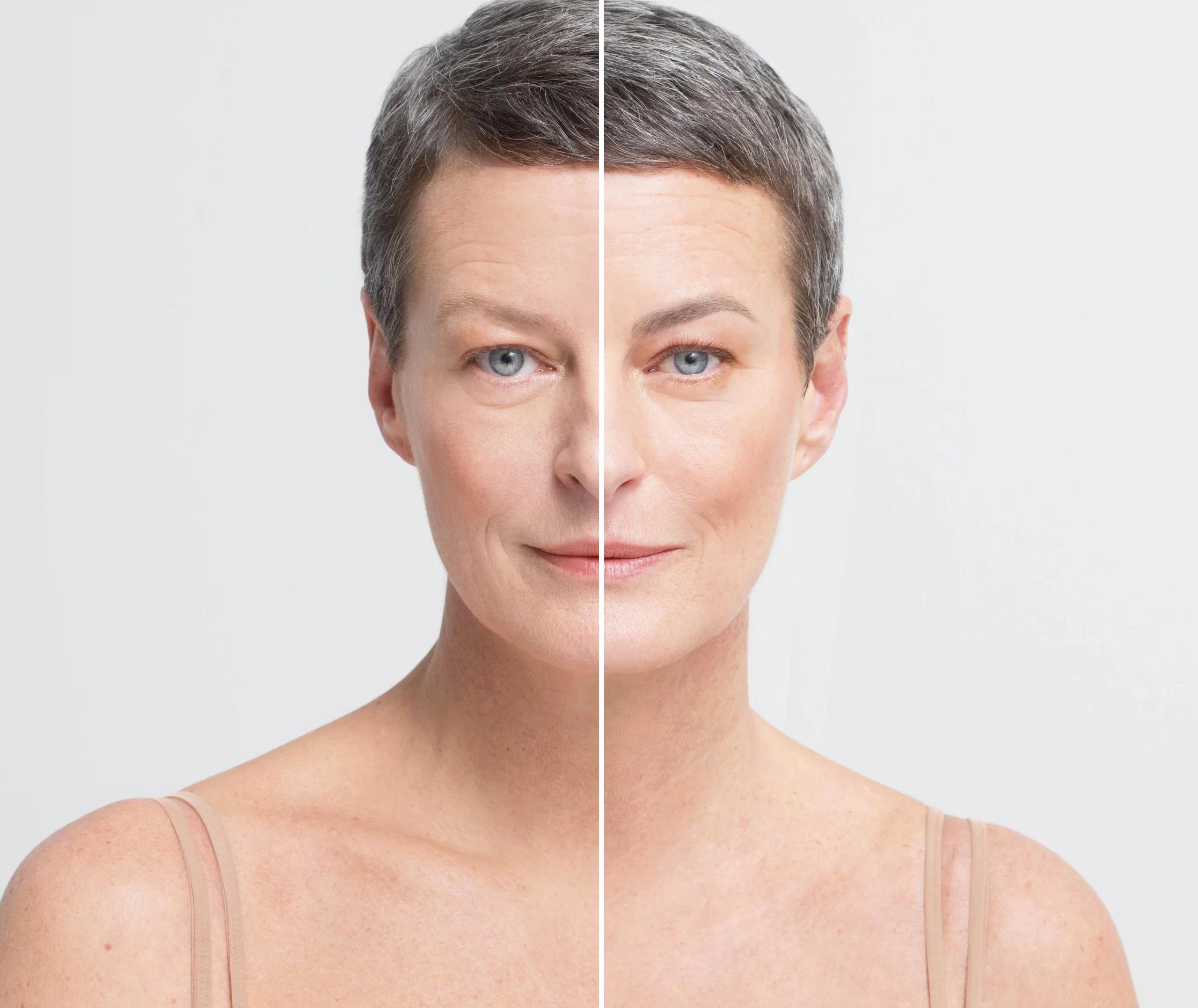 Before-and-after professional brow tint result using RefectoCil Graphite No. 1.1