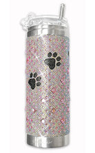 Jacqueline Kent Crystal Tumbler Pink Puppy Paws crystal tumbler with straw