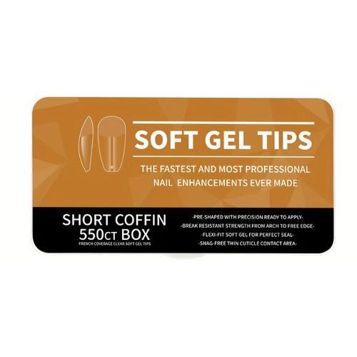 Coconoir Beauty Soft Gel Short Coffin Full Cover Tips 550pcs soft gel nail tips box