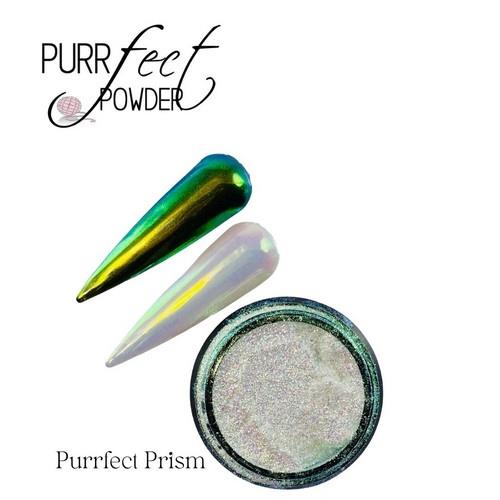 Phat Kat Purrfect Chrome Prism Powder chrome powder jar with nail swatch