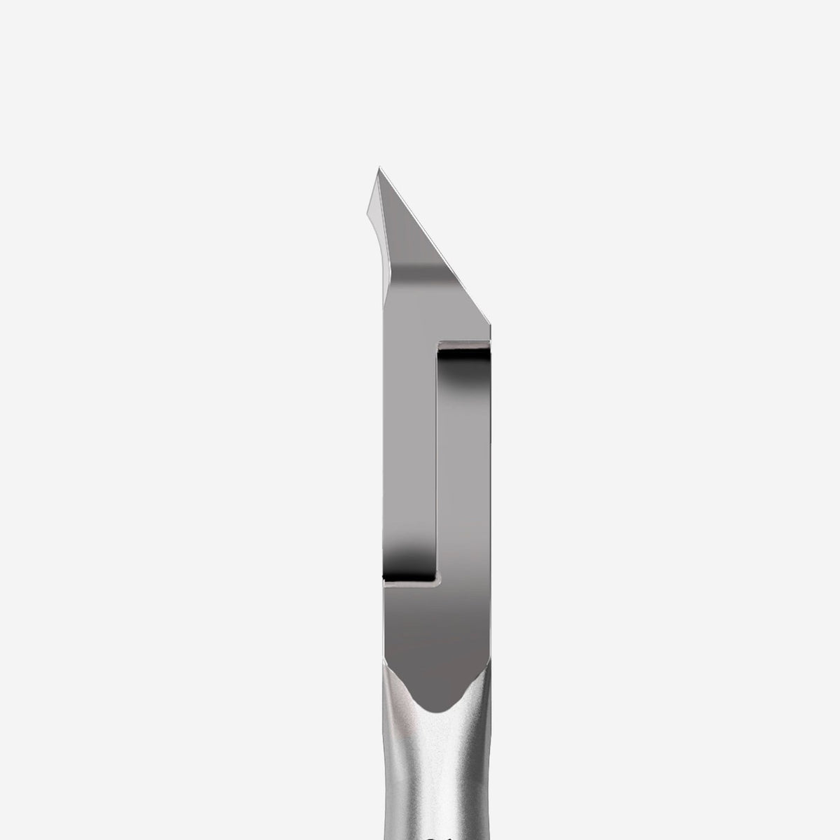 Close-up of the quarter-jaw cutting edges on Staleks Smart cuticle nippers.