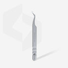 Staleks Volume Curved eyelash tweezers shown upright on a white background.