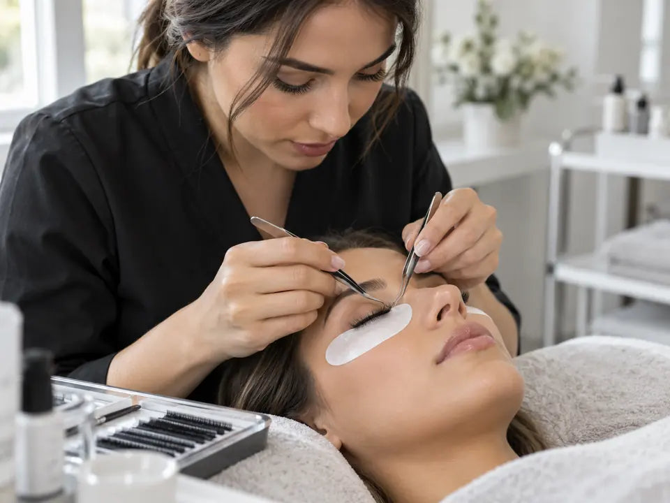 Lash technician applying extensions